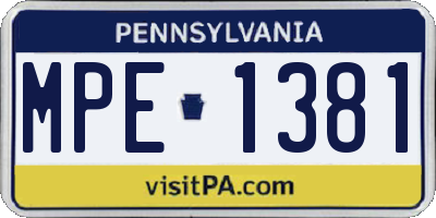 PA license plate MPE1381