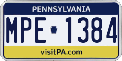 PA license plate MPE1384