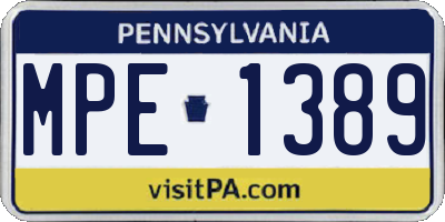 PA license plate MPE1389