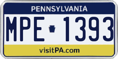 PA license plate MPE1393