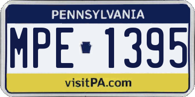 PA license plate MPE1395
