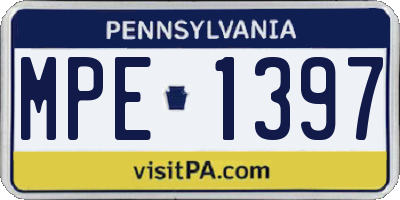PA license plate MPE1397