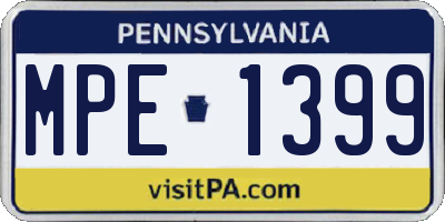 PA license plate MPE1399