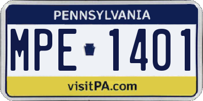 PA license plate MPE1401