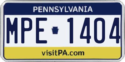PA license plate MPE1404