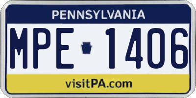 PA license plate MPE1406