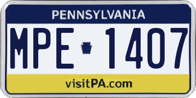 PA license plate MPE1407