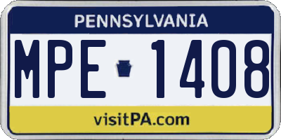 PA license plate MPE1408