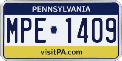 PA license plate MPE1409