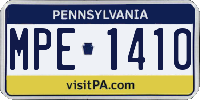 PA license plate MPE1410