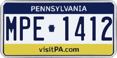 PA license plate MPE1412