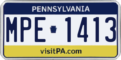 PA license plate MPE1413