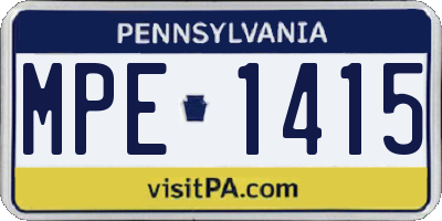 PA license plate MPE1415