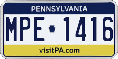 PA license plate MPE1416