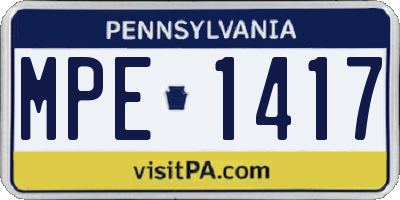 PA license plate MPE1417
