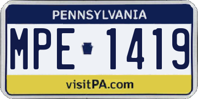 PA license plate MPE1419
