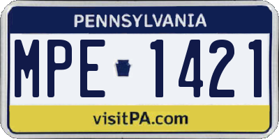 PA license plate MPE1421
