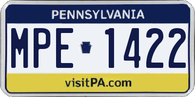 PA license plate MPE1422
