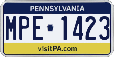 PA license plate MPE1423