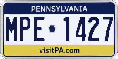 PA license plate MPE1427