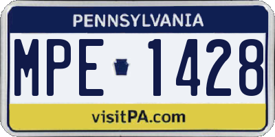 PA license plate MPE1428
