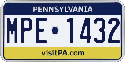 PA license plate MPE1432