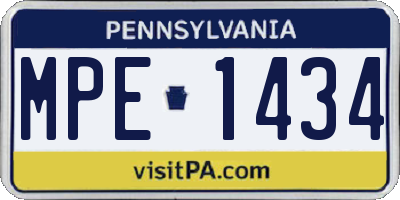 PA license plate MPE1434