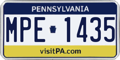 PA license plate MPE1435