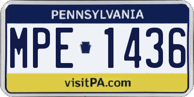 PA license plate MPE1436