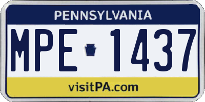 PA license plate MPE1437