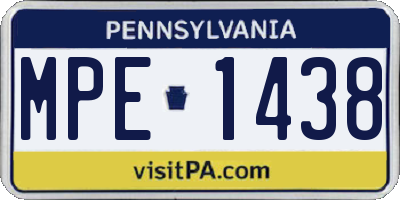 PA license plate MPE1438