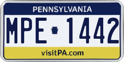 PA license plate MPE1442
