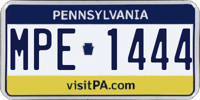 PA license plate MPE1444