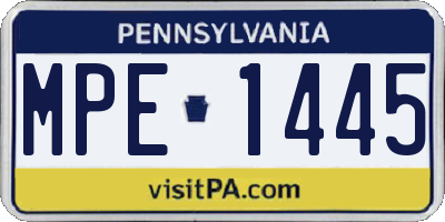 PA license plate MPE1445