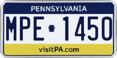 PA license plate MPE1450