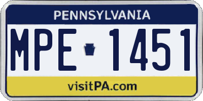 PA license plate MPE1451