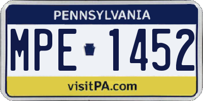 PA license plate MPE1452