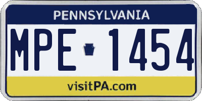 PA license plate MPE1454