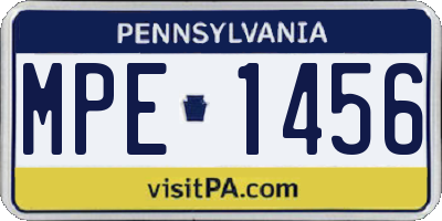 PA license plate MPE1456