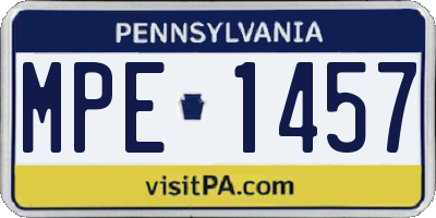 PA license plate MPE1457