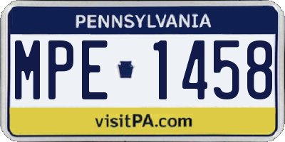 PA license plate MPE1458
