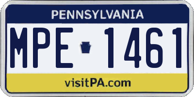 PA license plate MPE1461