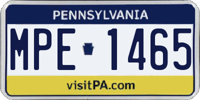 PA license plate MPE1465