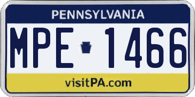 PA license plate MPE1466