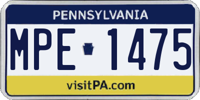 PA license plate MPE1475