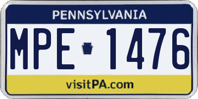 PA license plate MPE1476