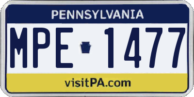 PA license plate MPE1477