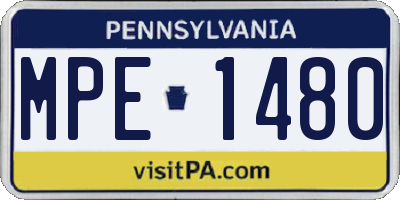 PA license plate MPE1480