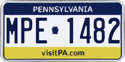 PA license plate MPE1482