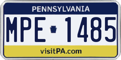 PA license plate MPE1485